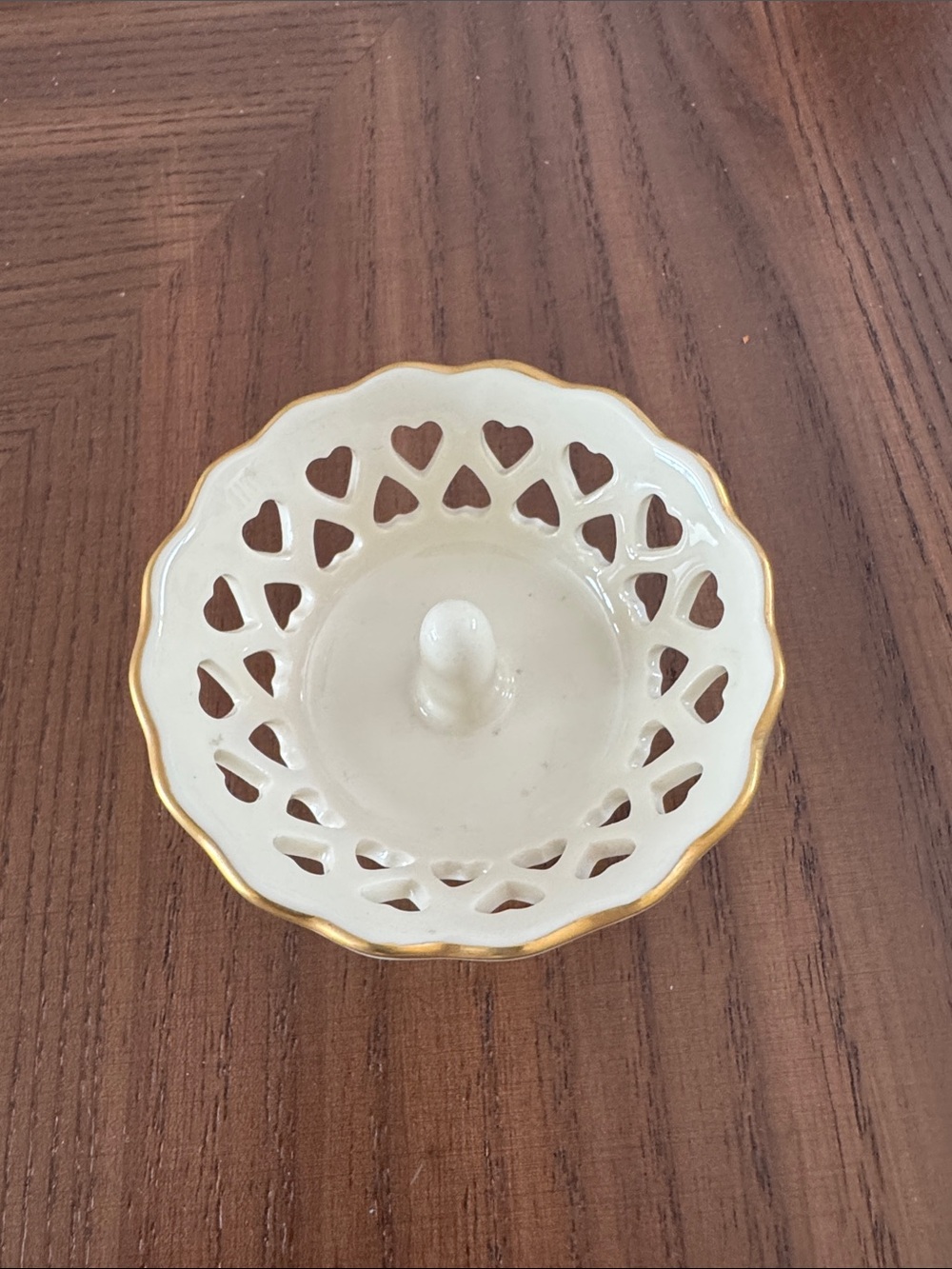 Lenox White Ceramic Ring Holder Dish with Gold Trim